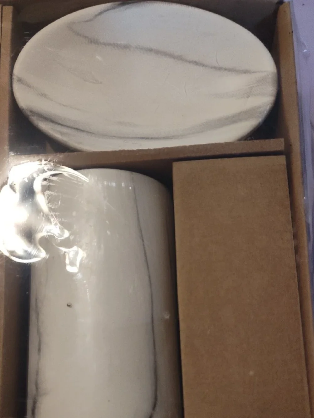 Marble-Effect White Bathroom Accessory Set - 3 Piece